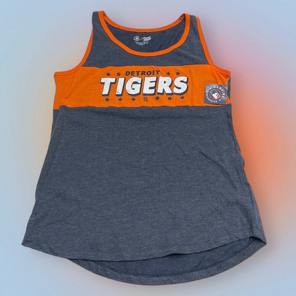 DETROIT TIGERS Women’s Medium Blue Orange Tank Top